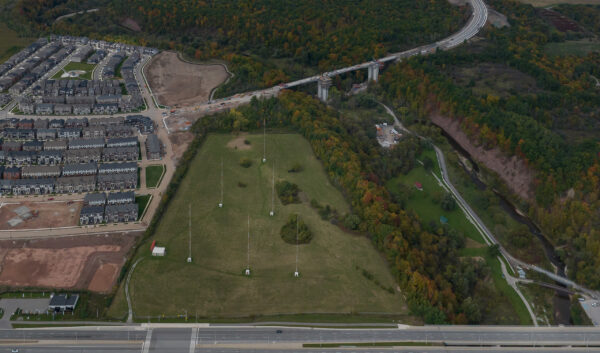 Aerial photo showing the location of this future community